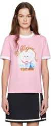 Msgm "sailor Kitten" Print T-shirt In 12 Pink