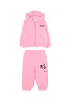 Msgm Pink Set For Baby Girl With Logo In Pink