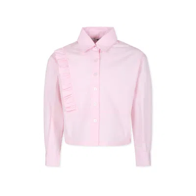 Msgm Kids' Pink Shirt For Girl With Logo