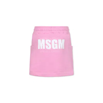 Msgm Kids' Pink Skirt For Girl With Logo