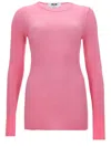 Msgm Pink Solid Round Neck T-shirt In Pink