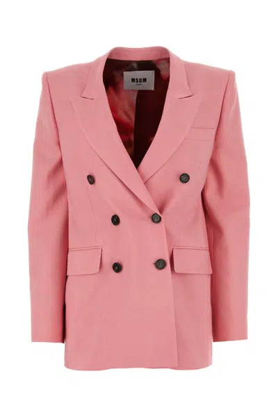 MSGM MSGM PINK STRETCH VISCOSE BLEND BLAZER