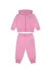 Msgm Pink Suit For Baby Girl With Logo In Pink