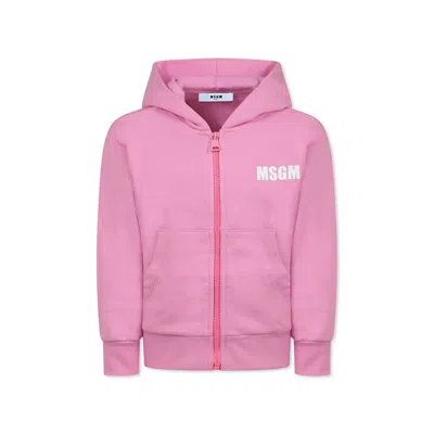 Msgm Kids' Pink Sweatshirt For Girl With Logo