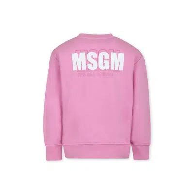 Msgm Kids' Pink Sweatshirt For Girl With Logo