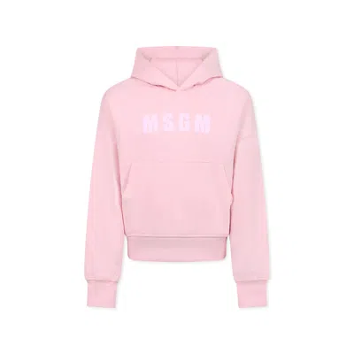 Msgm Kids' Pink Sweatshirt For Girl With Logo
