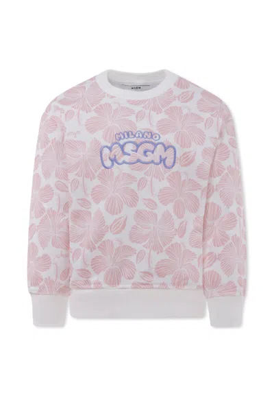 MSGM PINK SWEATSHIRT FOR GIRL WITH LOGO