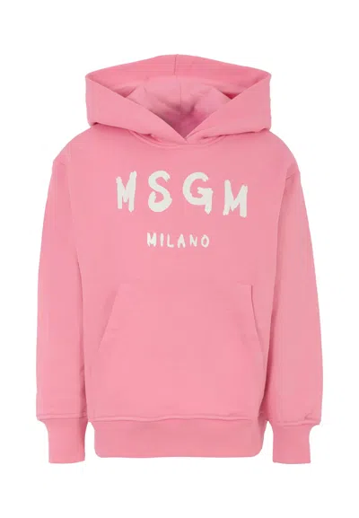 Msgm Kids' Pink Sweatshirt For Girl With Logo