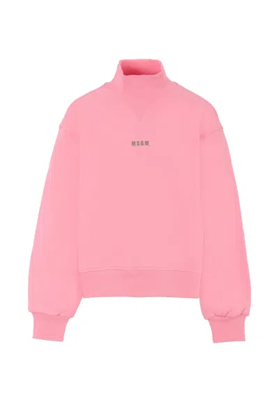 Msgm Kids' Pink Sweatshirt For Girl With Logo In Neutral
