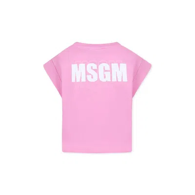 Msgm Kids' Pink T-shirt For Girl With Logo