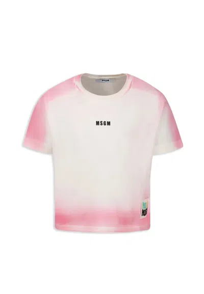 Msgm Kids' Pink T-shirt For Girl With Logo