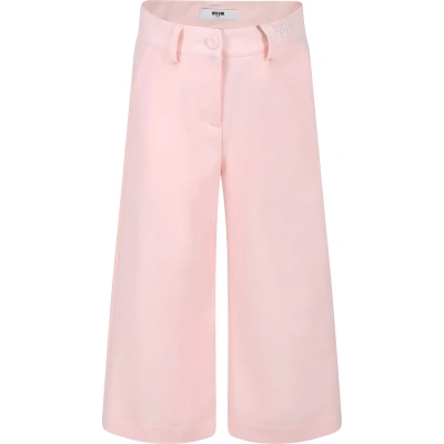 Msgm Kids' Pink Trousers For Girl With Logo