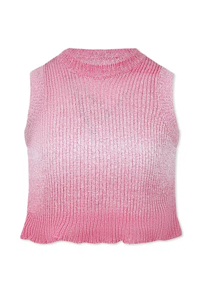 Msgm Kids' Pink Vest Sweater For Girl With Logo