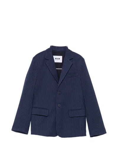 Msgm Pinstripe Blazer In 蓝色