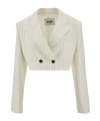 Msgm Pinstripe-pattern Cropped Blazer In White