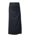 Msgm Pinstripe-pattern Draped Pencil Skirt In Black