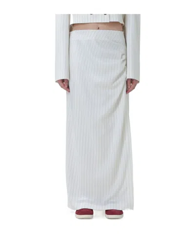 Msgm Pinstripe Pendant Pencil Skirt In White