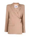 Msgm Pinstripe Single-breasted Blazer In Brown