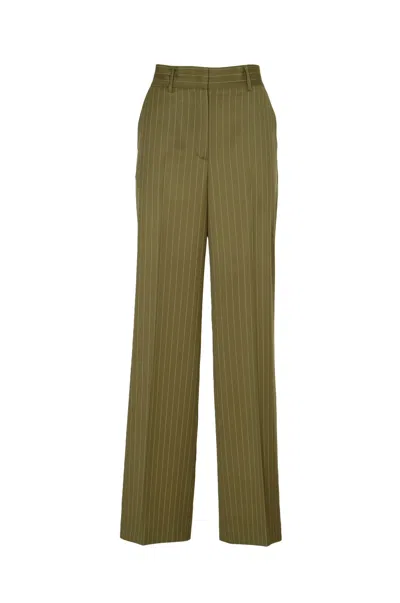 Msgm Pinstripe Trousers In Green