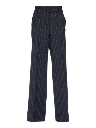 Msgm Pinstripe Trousers In Navy