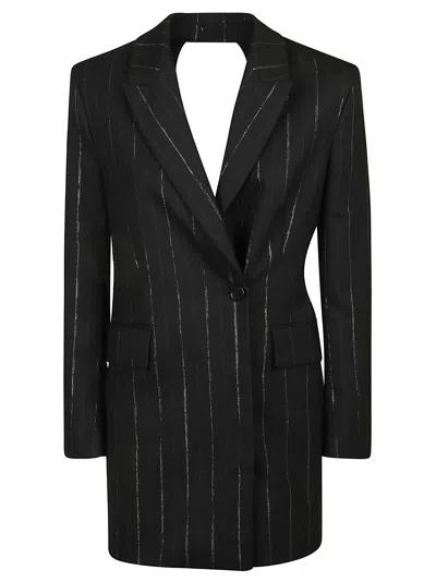 Msgm Pinstripe Wrap Blazer  In Black