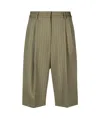 Msgm Pinstriped Tailored Shorts In Green
