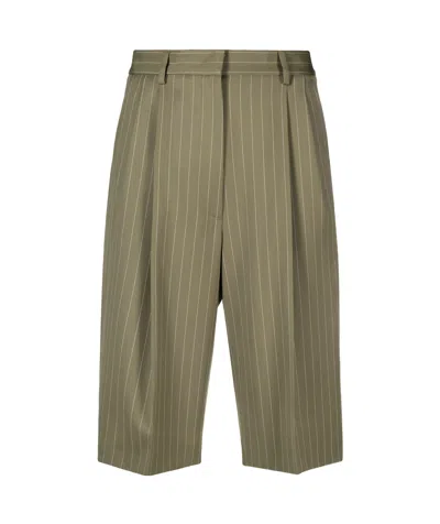 Msgm Pinstriped Tailored Shorts In Green