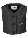 Msgm Gray Vest For Girl With White Logo In Grey