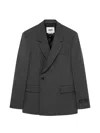 Msgm Pinstripe-pattern Double-breasted Jacket In Gray