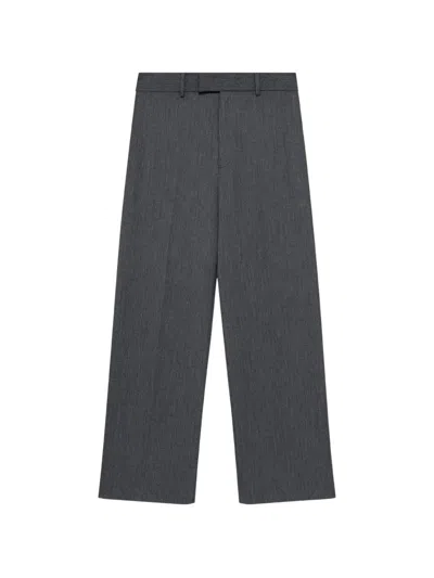 Msgm Pinstripe-pattern Pressed-crease Trousers In Gray