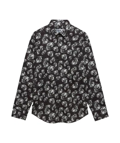Msgm Pixelated Rose Print Shirt In Black