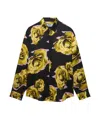 Msgm Pixelated Rose Print Shirt In Black
