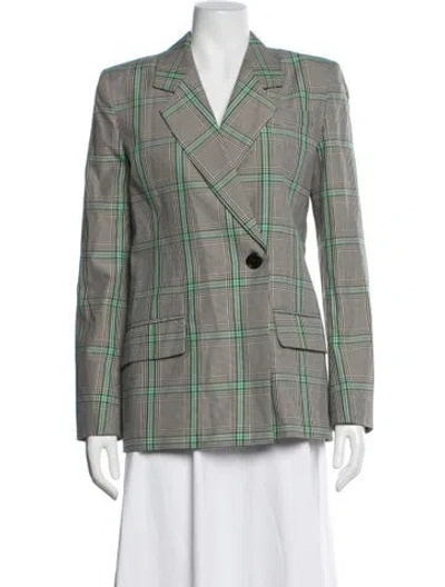 Pre-owned Msgm Plaid Print Blazer In Green