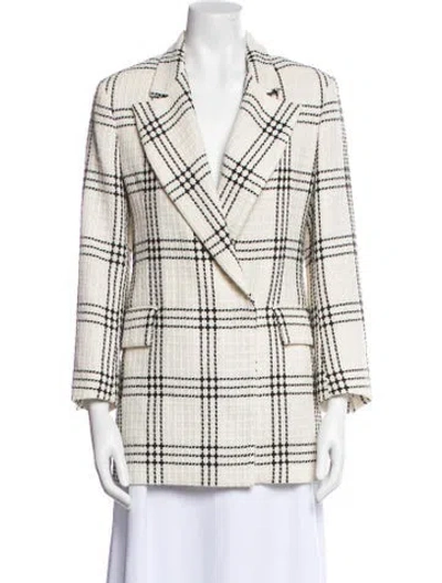 Pre-owned Msgm Plaid Print Blazer In Neutral