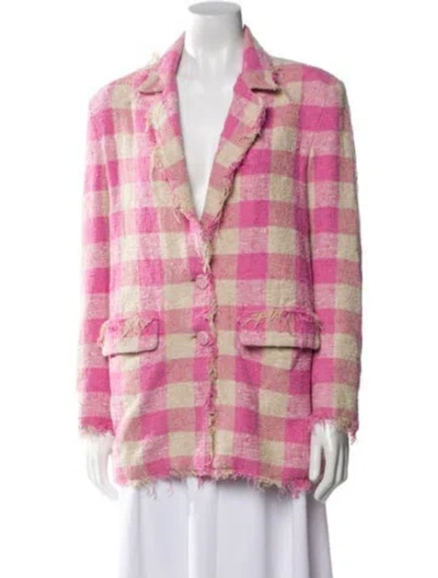 Pre-owned Msgm Plaid Print Blazer In Pink