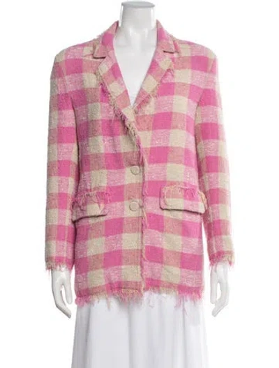 Pre-owned Msgm Plaid Print Blazer In Pink