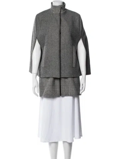 Pre-owned Msgm Plaid Print Cape In Neutrals