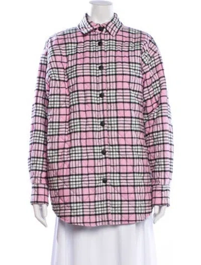 Pre-owned Msgm Plaid Print Coat In Pink