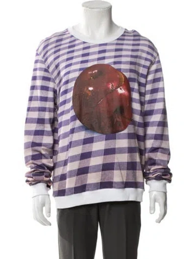 Pre-owned Msgm Plaid Print Crew Neck Sweatshirt In Purple
