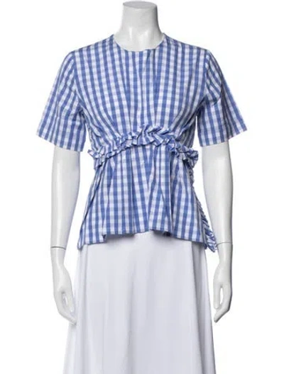 Pre-owned Msgm Plaid Print Crew Neck Top In Multi