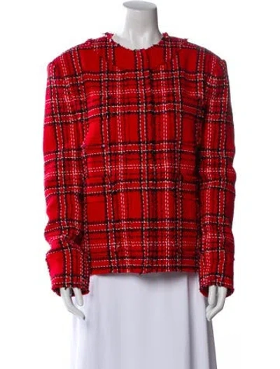 Pre-owned Msgm Plaid Print Evening Jacket In Red