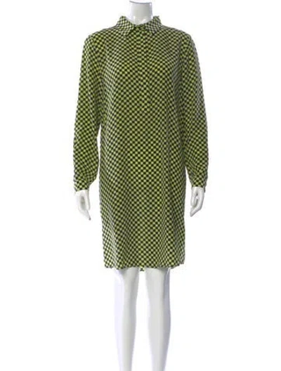 Pre-owned Msgm Plaid Print Knee-length Dress In Green