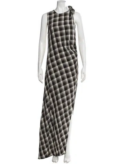 Pre-owned Msgm Plaid Print Long Dress In Multi