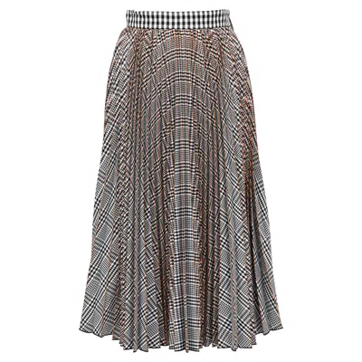 Pre-owned Msgm Plaid Print Midi Skirt In Multicolor Polyester