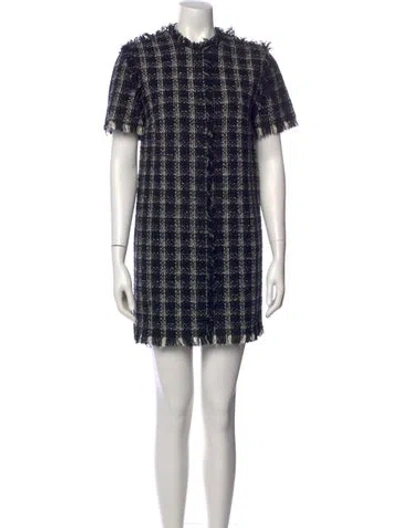 Pre-owned Msgm Plaid Print Mini Dress In Black