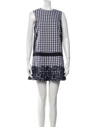 Pre-owned Msgm Plaid Print Mini Dress In Blue