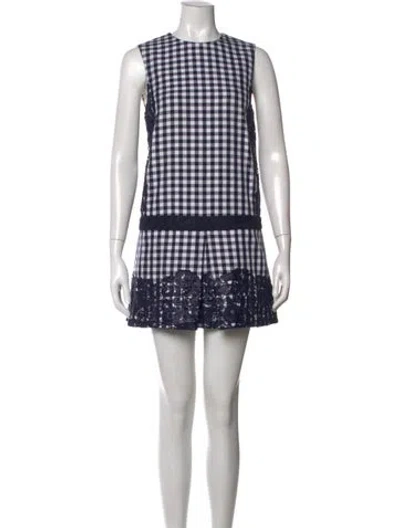 Pre-owned Msgm Plaid Print Mini Dress In Blue