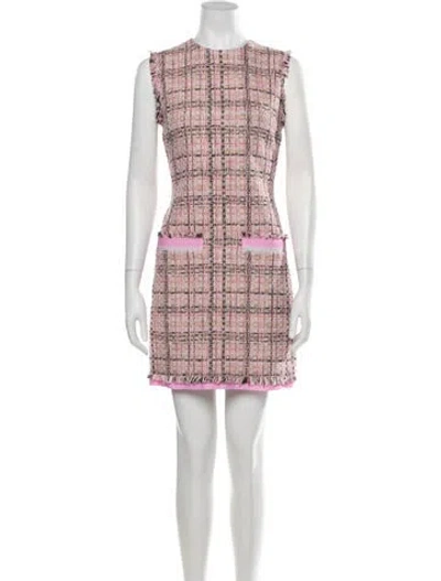 Pre-owned Msgm Plaid Print Mini Dress In Orange/pink