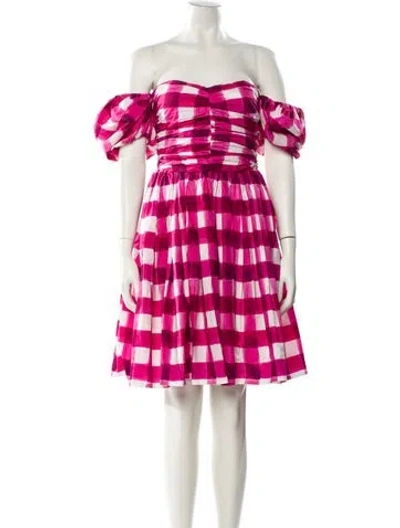 Pre-owned Msgm Plaid Print Mini Dress In Pink