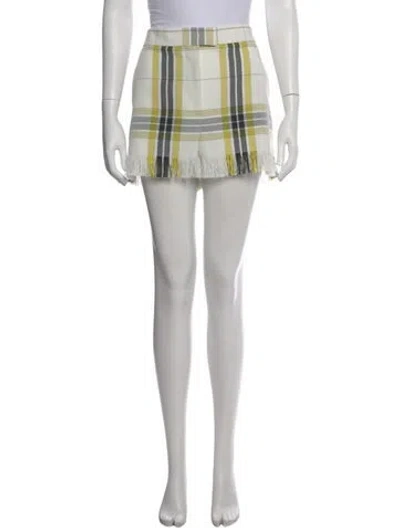 Pre-owned Msgm Plaid Print Mini Shorts In Blue